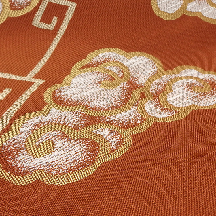 ＜お仕立て代込＞洛風林 「雷文」 九寸名古屋帯 紬糸 柿渋色の画像