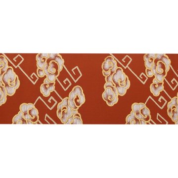 ＜お仕立て代込＞洛風林 「雷文」 九寸名古屋帯 紬糸 柿渋色の画像