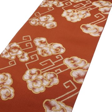 お仕立て代込＞洛風林 「雷文」 九寸名古屋帯 紬糸 柿渋色 | 千成堂