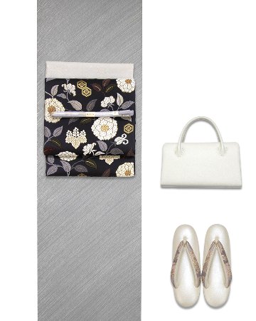 衿秀 帯揚げ 菱花ぼかし 白梅鼠から白緑＜即日発送可＞の画像