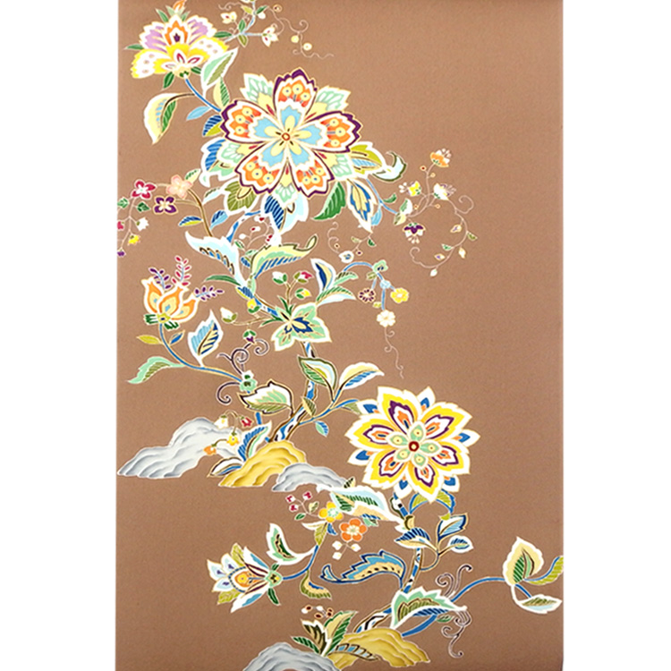 ＜お仕立て代込＞松寿苑 「正倉院唐花文」 手描友禅の付下げ 丁子茶 の画像