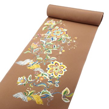 ＜お仕立て代込＞松寿苑 「正倉院唐花文」 手描友禅の付下げ 丁子茶 の画像