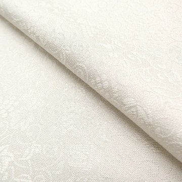 ＜お仕立て代込＞京都丹後の機屋×千成堂着物店 「葡萄唐草 伊予生糸 一尺三分着尺」 象牙色（色無地）の画像