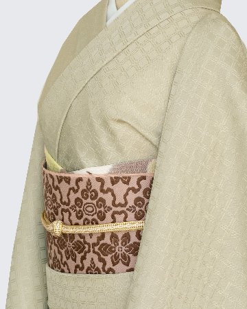 ＜お仕立て代込＞洛風林 「名物高麗錦」 高麗織（こまおり）塩蔵繭糸 九寸名古屋帯 退紅色の画像