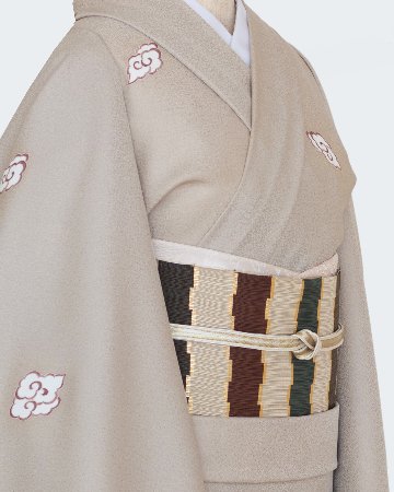 衿秀 帯揚げ 唐織たてぼかし 練色と白藍＜即日発送可＞の画像