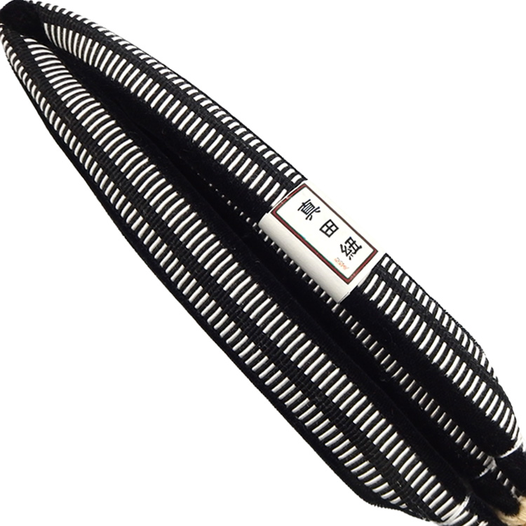 衿秀 鼻緒 真田紐 黒地に白の画像