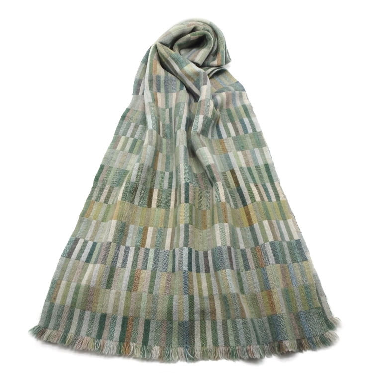 カシミヤ100% 大判ストール 鶸茶 綾織｜レディース 