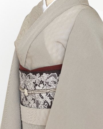 ＜お仕立て代込＞根啓織物 「筬波（十日町明石縮）広巾」  着尺 絹鼠色の画像