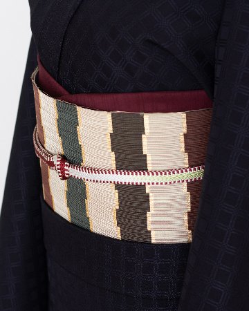 渡敬×青木健太郎商店 帯締め 綾竹耳縞経巻撚房 臙脂と白鼠〜白緑＜即日発送可＞の画像