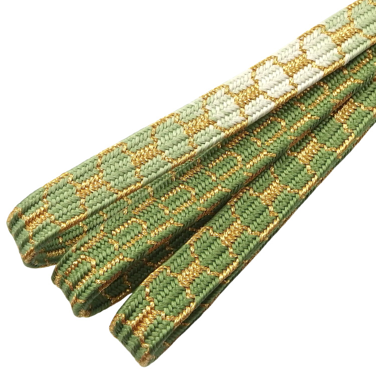 千成堂セレクト  帯締め 貝ノ口亀甲 柳染から白緑 切房 ＜即日発送可＞ の画像