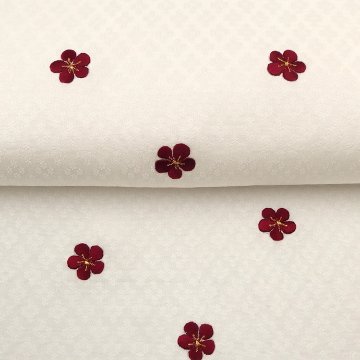 和小物さくら 帯揚げ 横振刺繍 白練に濃紅の梅＜即日発送可＞の画像