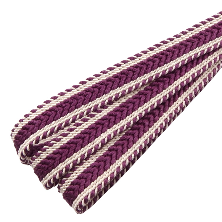 中村航太（中村正）「矢羽根」 手組綾竹二十玉 撚り房 夏帯締め・単衣にも 京紫と白よごし＜即日発送可＞の画像