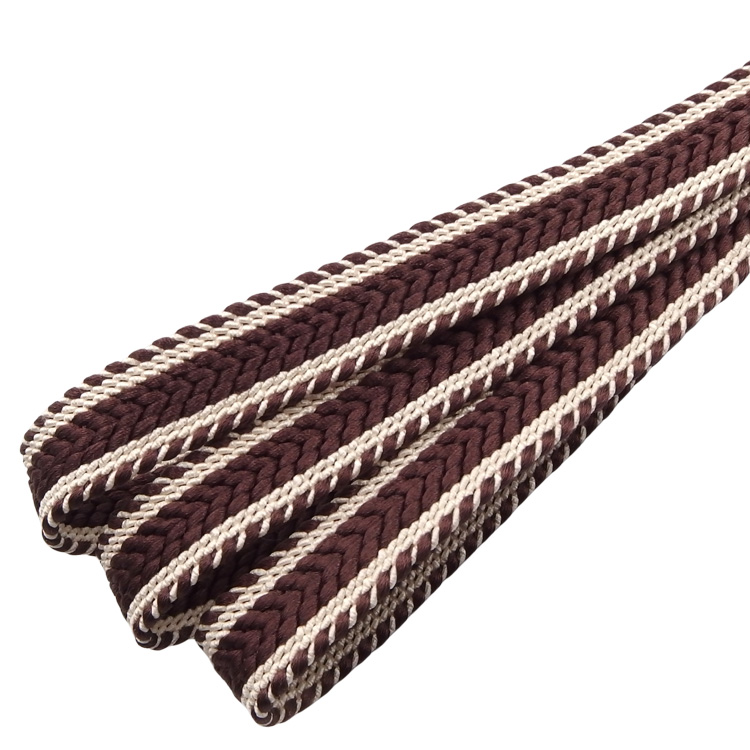 中村航太（中村正）「矢羽根」 手組綾竹二十玉 撚り房 夏帯締め・単衣にも 焦げ茶と白よごし＜即日発送可＞の画像