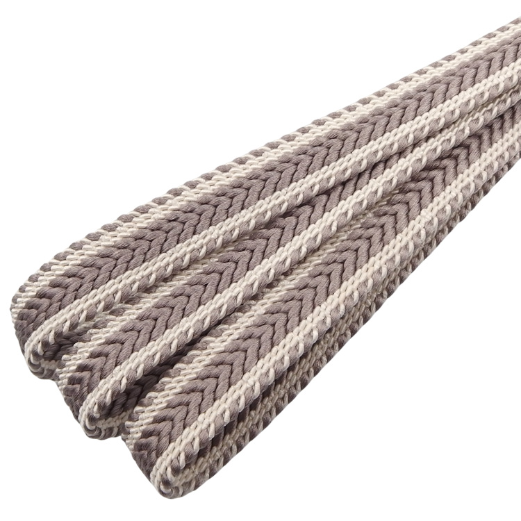 中村航太（中村正）「矢羽根」 手組綾竹二十玉 撚り房 夏帯締め・単衣にも 薄梅鼠と白よごし＜即日発送可＞の画像