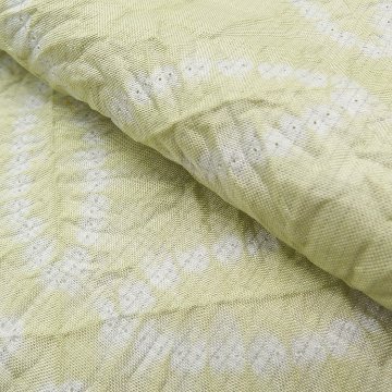 ＜お仕立て代込＞有松鳴海絞 「総七宝縫い絞り×本場大島紬（縞大島）」 着尺 灰黄緑の画像