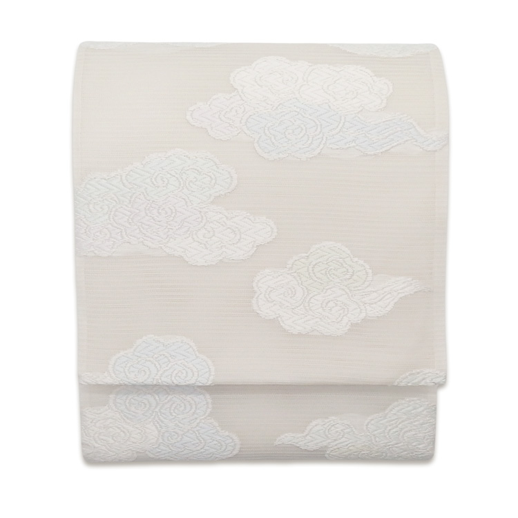 洛陽織物 「瑞雲文」  唐織絽 袋帯 白よごし＜お仕立て代込＞の画像