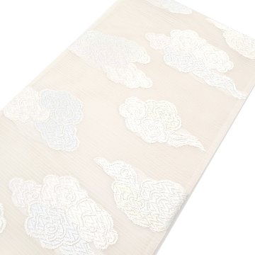 ＜お仕立て代込＞洛陽織物 「瑞雲文」  唐織絽 袋帯 白よごしの画像