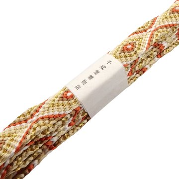 千成堂着物店 帯締め 「手組唐組・切房 別注」 練色に胡桃染と樺色・金糸＜即日発送可＞の画像