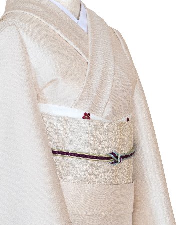 ＜お仕立て代込＞小林純子 「裂織布（さきおりふ）」 八寸名古屋帯 練色の画像