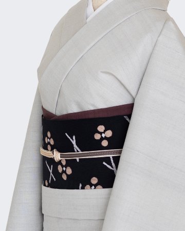 千成堂着物店 一点もの帯揚げ 「紫鳶 × 紬糸入り」 帯揚げ ＜即日発送可＞ の画像