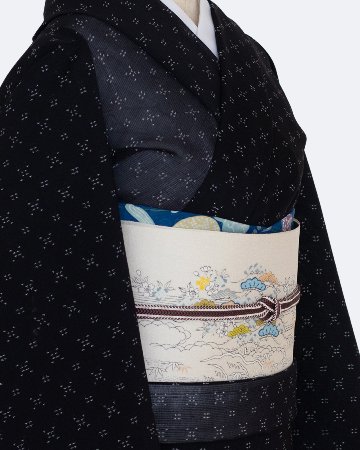 ＜お仕立て代込＞本田利夫 「夏塩沢 経緯絣 着尺（広幅）」　青みの黒の画像