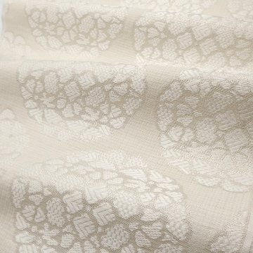 ＜お仕立て代込＞織楽浅野 「天平花」 九寸名古屋帯 夏帯〜単衣帯 灰白色に銀糸の画像