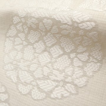 ＜お仕立て代込＞織楽浅野 「天平花」 九寸名古屋帯 夏帯〜単衣帯 灰白色に銀糸の画像