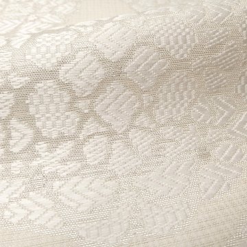 ＜お仕立て代込＞織楽浅野 「天平花」 九寸名古屋帯 夏帯〜単衣帯 灰白色に銀糸の画像
