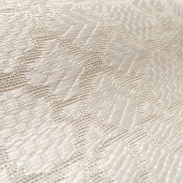 ＜お仕立て代込＞織楽浅野 「天平花」 九寸名古屋帯 夏帯〜単衣帯 灰白色に銀糸の画像