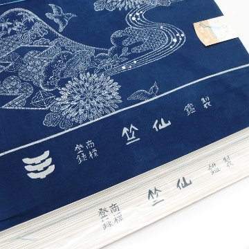 ＜お仕立て代込＞竺仙 「遠山に流水（長板本染中形・小紋中型）」  本藍染の浴衣 着尺（綿生地）の画像