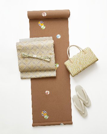 衿秀 草履 「エナメル×"市松"刺繍」 千成堂別注 Mサイズ クリーム色＜即日発送可＞の画像