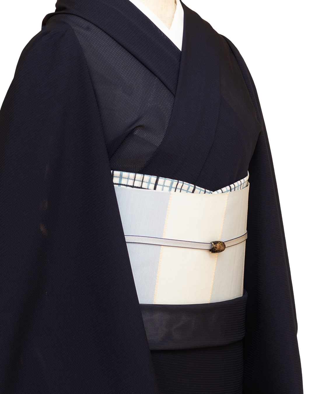 駒絽白着尺（五泉）×千成堂着物店 「三本絽の色無地」 濃紺＜お仕立て代込＞の画像