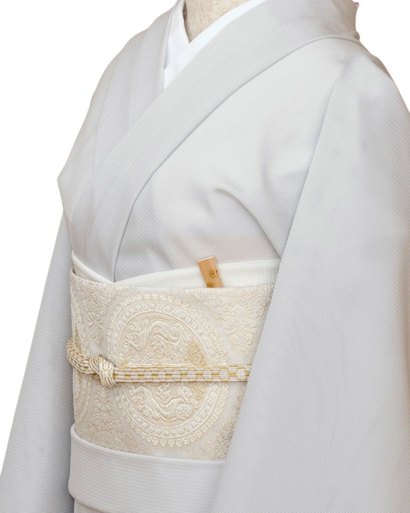 駒絽白着尺（五泉）×千成堂着物店 「三本絽の色無地」 銀鼠（グレー系）＜お仕立て代込＞の画像