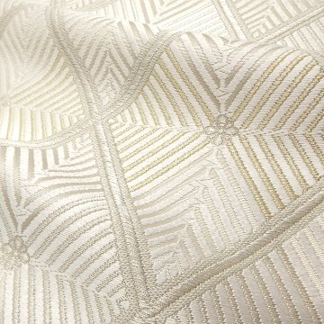 ＜お仕立て代込＞河合美術織物 「若松菱」 袋帯 白（ベージュ系） の画像