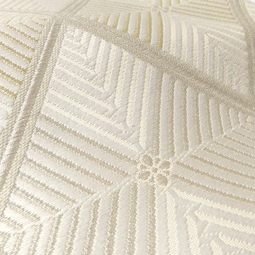 ＜お仕立て代込＞河合美術織物 「若松菱」 袋帯 白（ベージュ系） の画像
