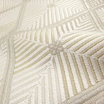 ＜お仕立て代込＞河合美術織物 「若松菱」 袋帯 白（ベージュ系） の画像
