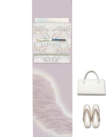 勝山さと子 「フランス装飾文」 九寸名古屋帯 灰白色＜お仕立て代込＞の画像