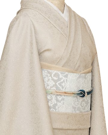 ＜お仕立て代込＞勝山さと子 「フランス装飾文」 九寸名古屋帯 灰白色の画像
