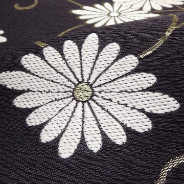 ＜お仕立て代込＞鈴木織物 「菱菊唐草紋」 水衣錦 袋帯 焦茶（紫がかった、濃いめの灰茶色）の画像
