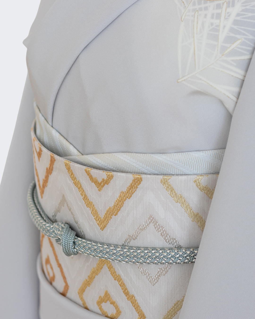 ＜お仕立て代込＞勝山さと子 「松皮菱（横段）」 千成堂別注 袋帯 灰白茶の画像