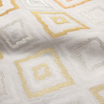 ＜お仕立て代込＞勝山さと子 「松皮菱（横段）」 千成堂別注 袋帯 灰白茶の画像