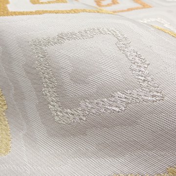 ＜お仕立て代込＞勝山さと子 「松皮菱（横段）」 千成堂別注 袋帯 灰白茶の画像