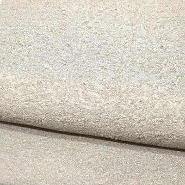 ＜お仕立て代込＞勝山さと子 「二人静」 千成堂別注 九寸名古屋帯 桜草木 / 薄桜・藍白に銀糸 の画像