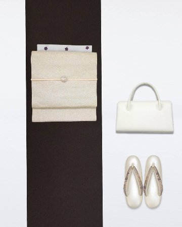 ＜お仕立て代込＞勝山さと子 「二人静」 千成堂別注 九寸名古屋帯 桜草木 / 薄桜・藍白に銀糸 の画像