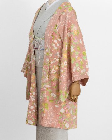 ＜お仕立て代込＞勝山さと子 「二人静」 千成堂別注 九寸名古屋帯 桜草木 / 薄桜・藍白に銀糸 の画像