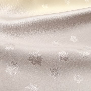 ＜お仕立て代込＞京都桂商店 長襦袢 四季花と楓 淡黄から白梅鼠、絹鼠ぼかしの画像