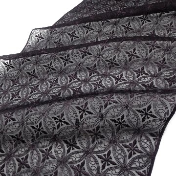 <お仕立て代込>伊と幸×千成堂着物店 「オーガンジー刺繍コート」 羽尺 黒鳶（紫みの濃茶系）の画像