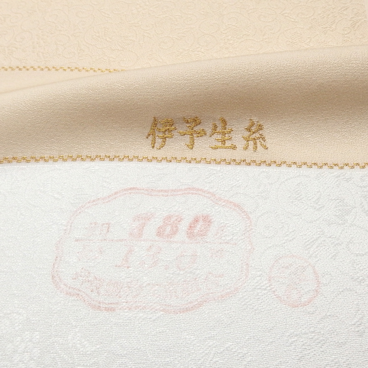 ＜お仕立て代込＞京都丹後の機屋×千成堂着物店 「葡萄唐草 伊予生糸 一尺三分着尺」 灰橙（はいだいだい）（色無地）の画像