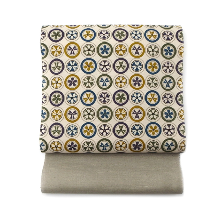 武村小平 「丸紋片喰」千成堂別注 九寸名古屋帯 夏帯〜単衣帯 染め帯 型染めの画像