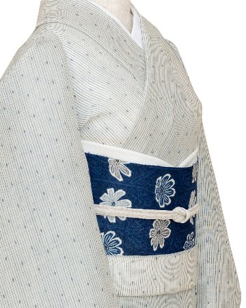 ＜お仕立て代込＞武村小平 「コスモス」 千成堂別注 九寸名古屋帯 藍鉄 夏帯〜単衣帯 染め帯 型染めの画像